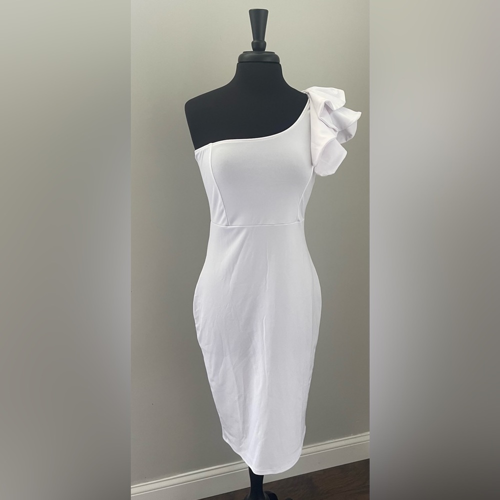 Mokoru Women's Sexy Ruffle One Shoulder Bodycon Elegant Cocktail Dress Size L